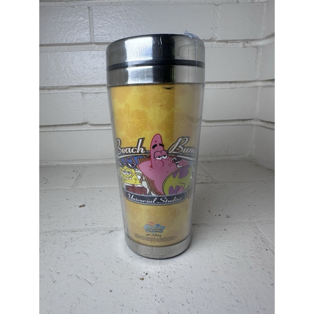 Universal‎ Studios SpongeBob SquarePants Beach Bum Travel Tumbler Cup New 2004